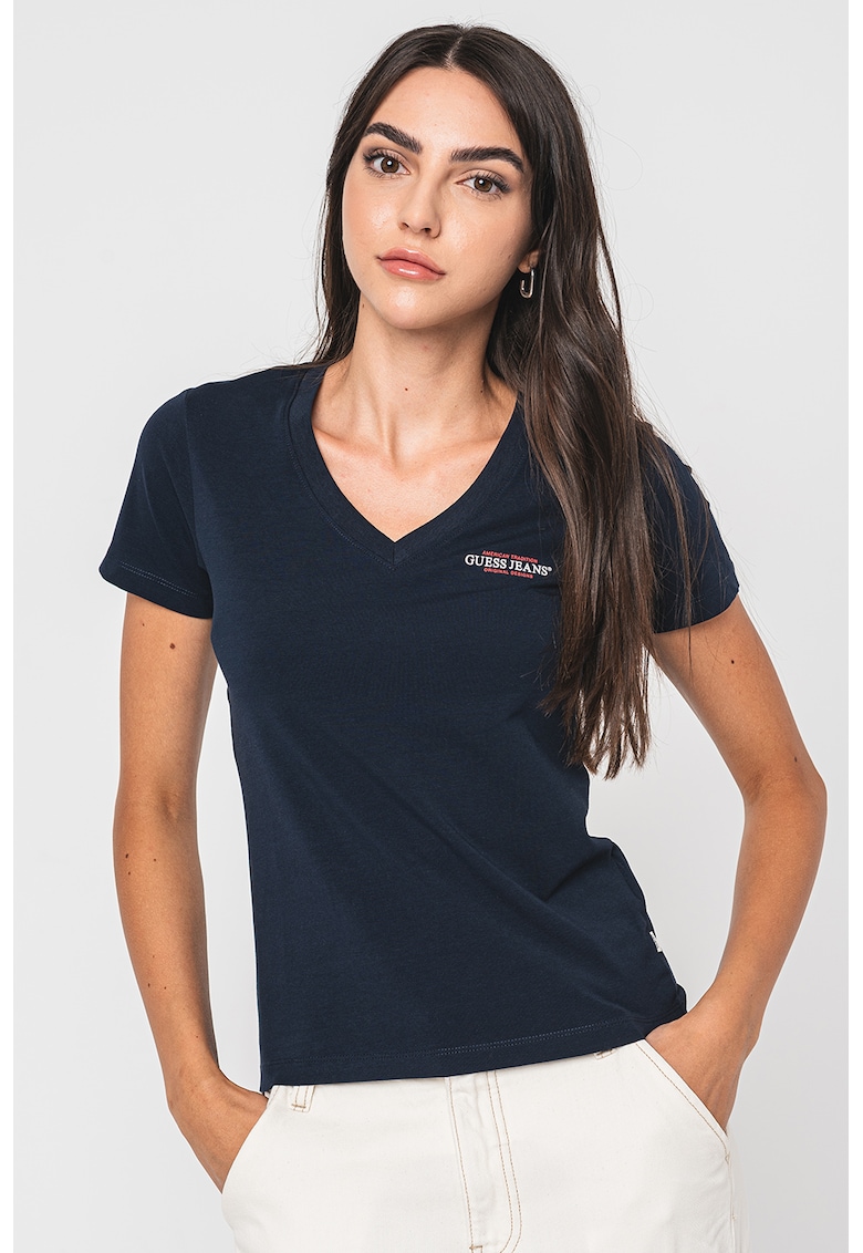 Tricou slim fit cu decolteu in V America