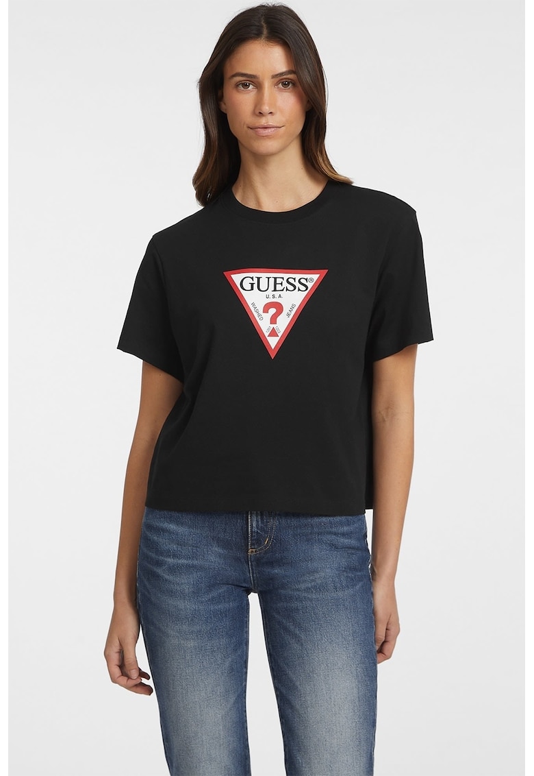 Tricou din bumbac cu logo - Rosu/Negru