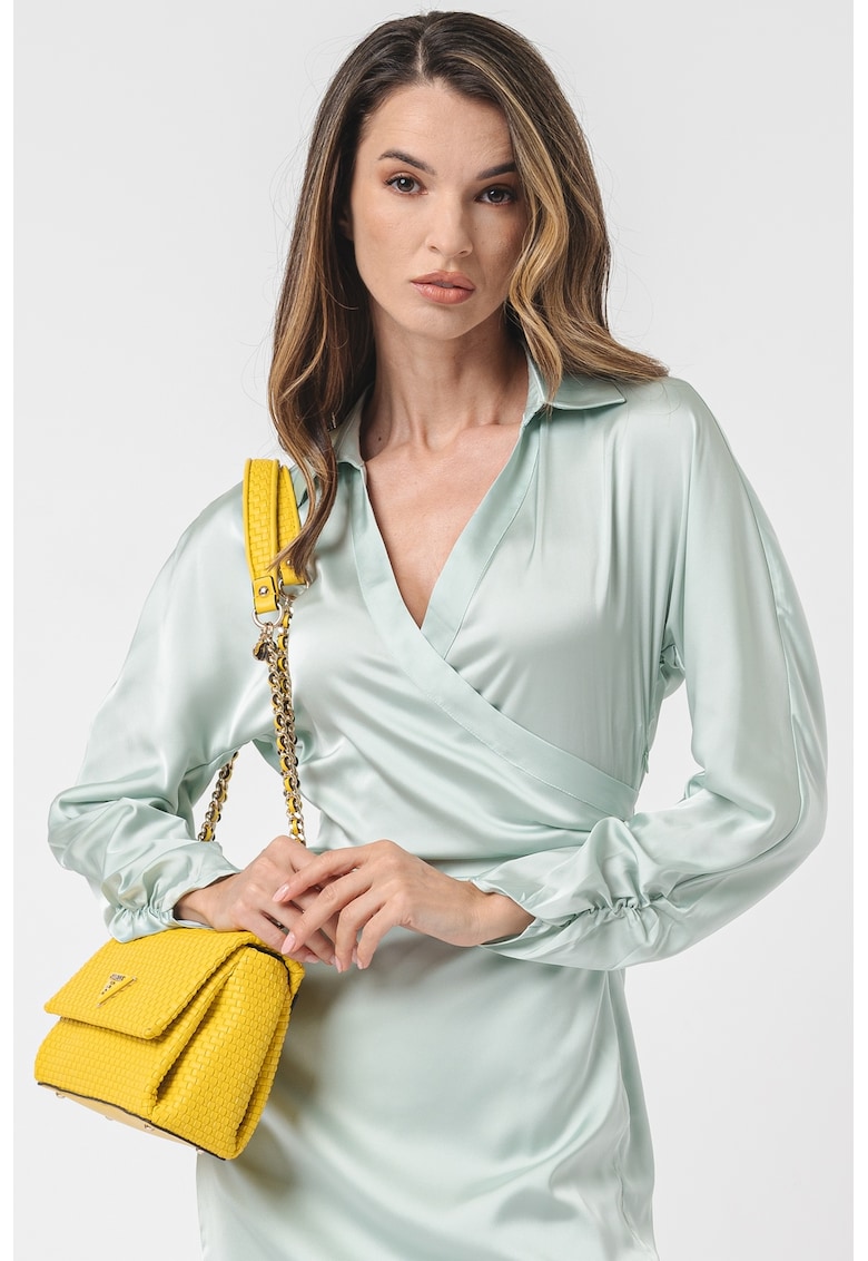 Rochie de satin - cu decolteu in V