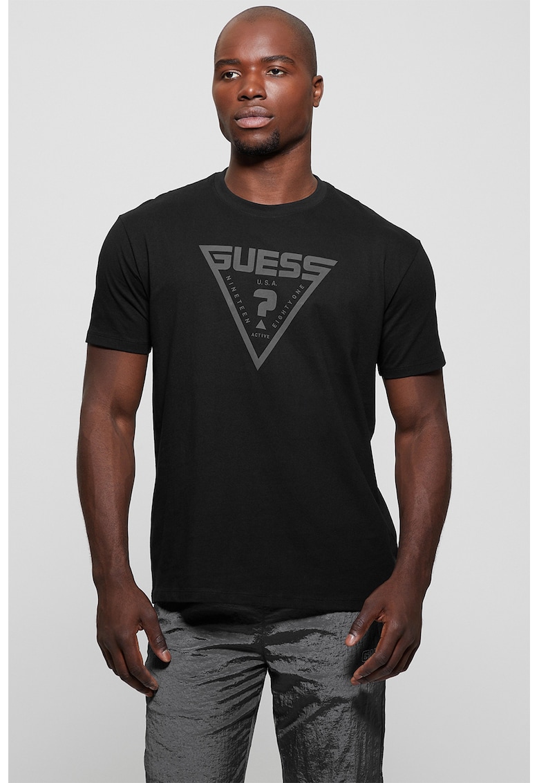 Tricou relaxed fit cu logo - Negru