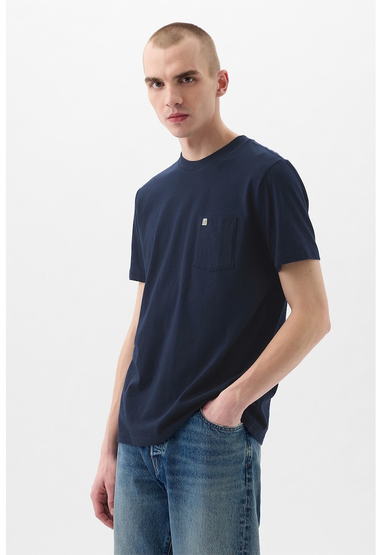 Tricou de bumbac organic cu decolteu la baza gatului