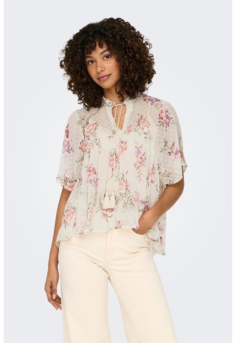 Bluza asimetrica cu model si maneci scurte