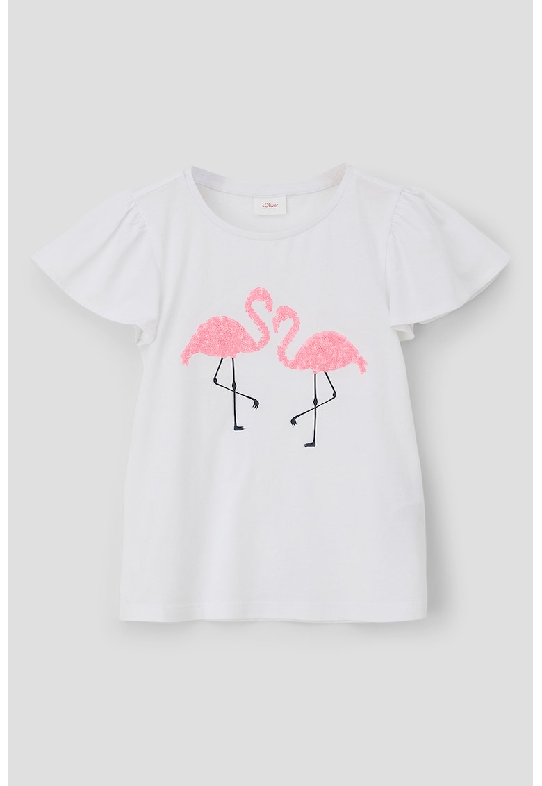 Tricou de bumbac cu flamingo