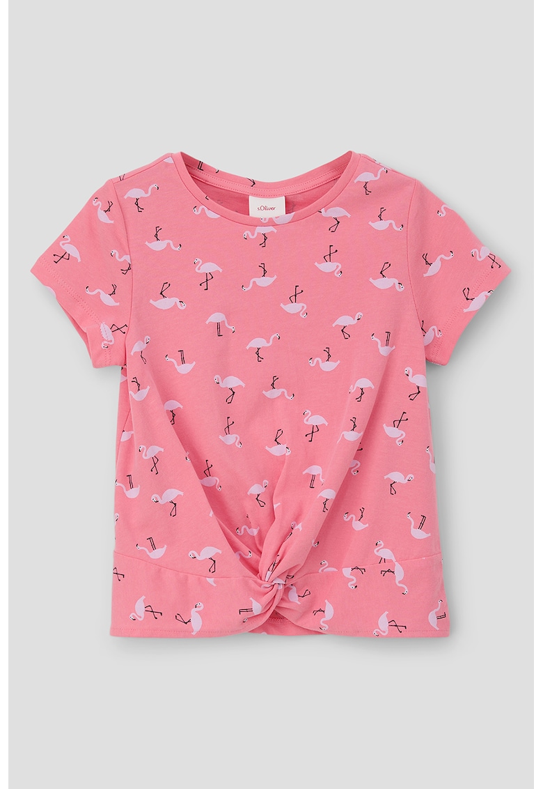 Tricou slim fit cu flamingo
