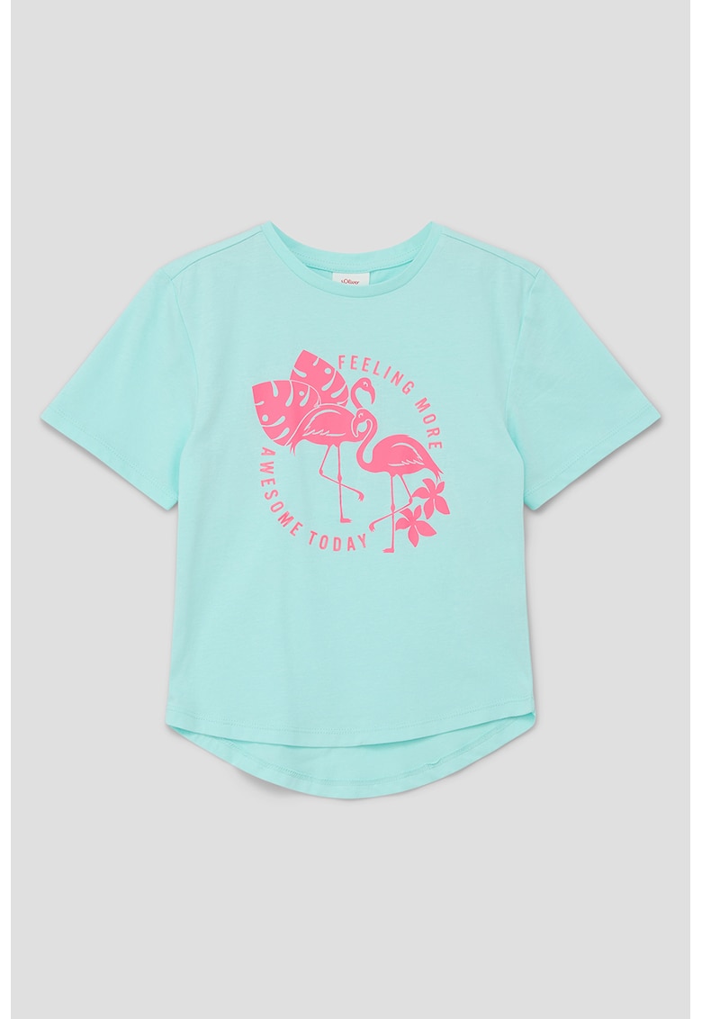 Tricou relaxed fit cu flamingo