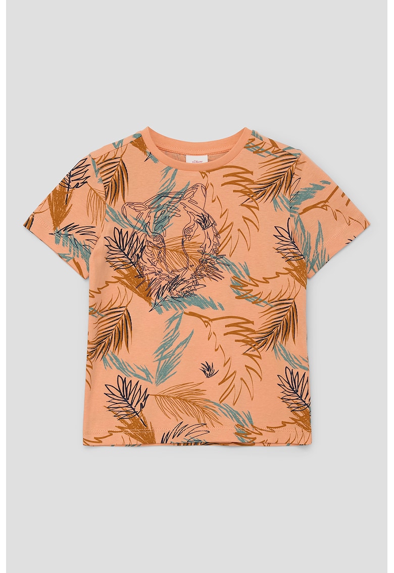 Tricou de bumbac cu imprimeu tropical