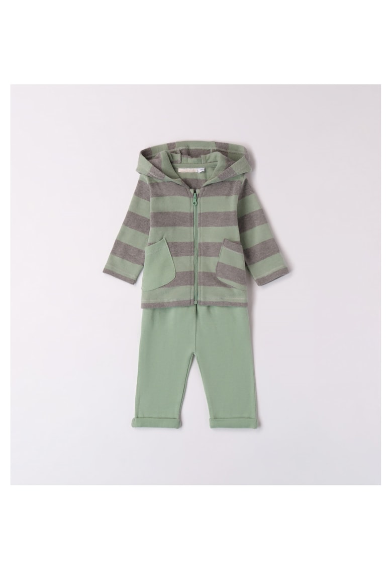 Compleu hanorac si pantaloni pentru bebe baiat - 3.7647 - Verde/Gri