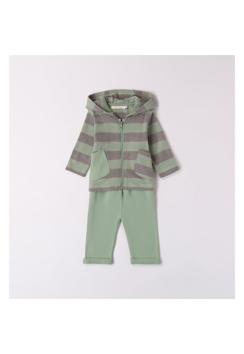 Compleu hanorac si pantaloni pentru bebe baiat - 3.7647 - Verde/Gri