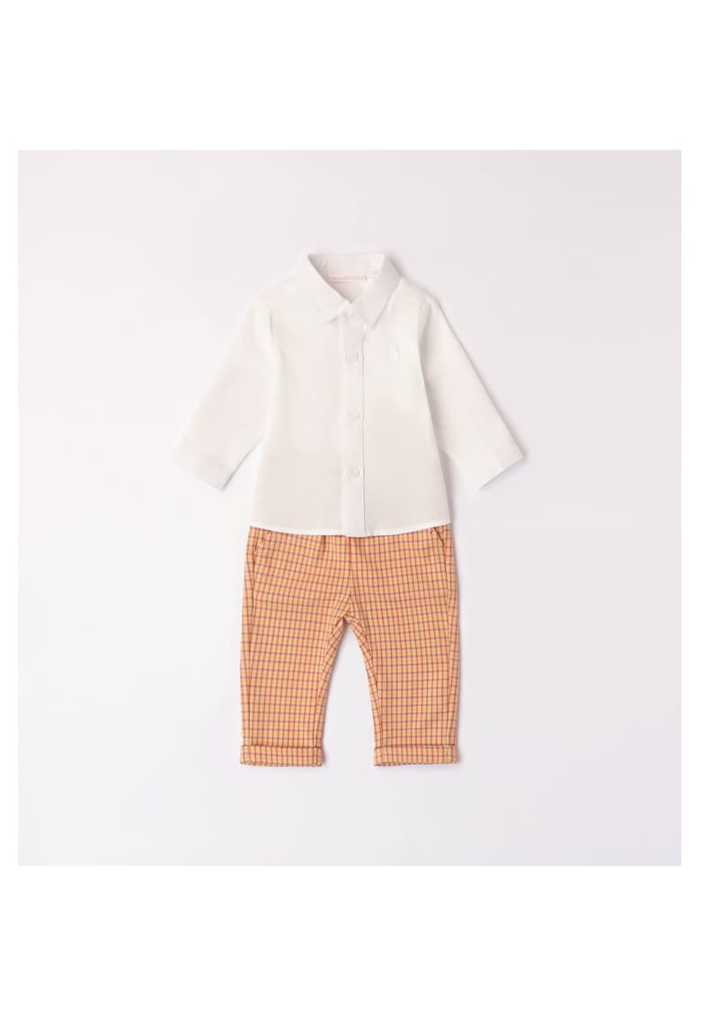 Compleu camasa si pantaloni pentru bebe baiat - 3.7682 - Alb - Portocaliu