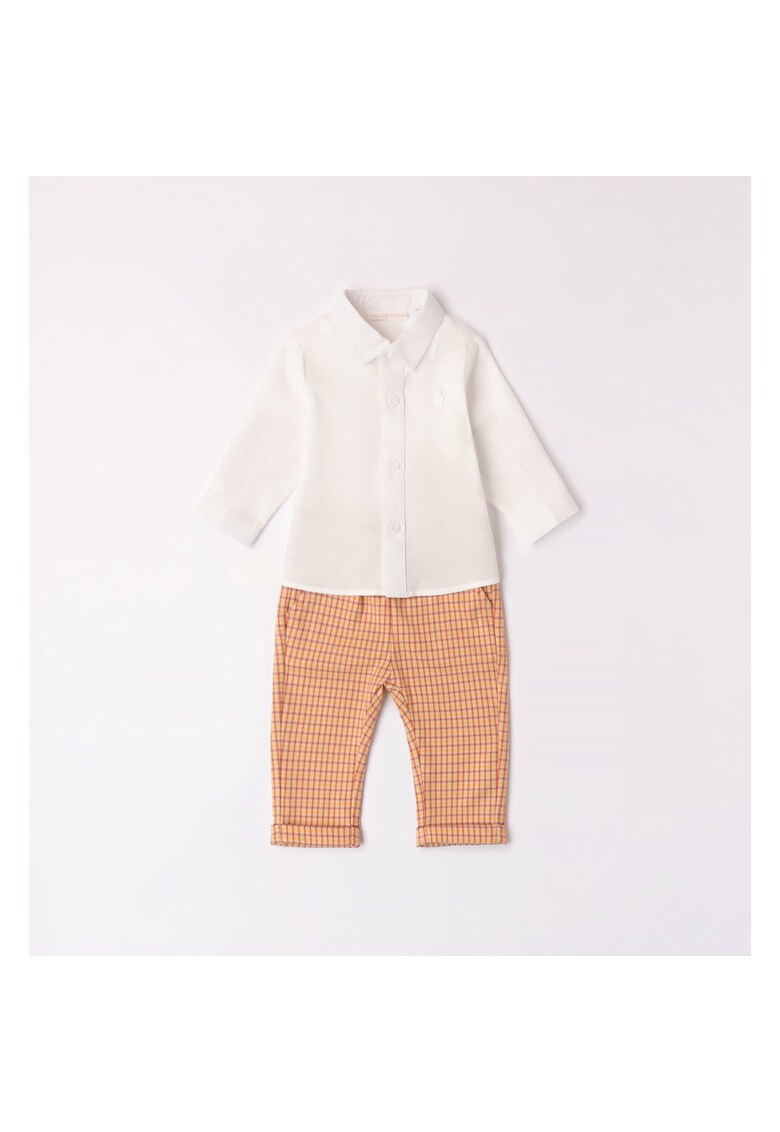 Compleu camasa si pantaloni pentru bebe baiat - 3.7682 - Alb - Portocaliu