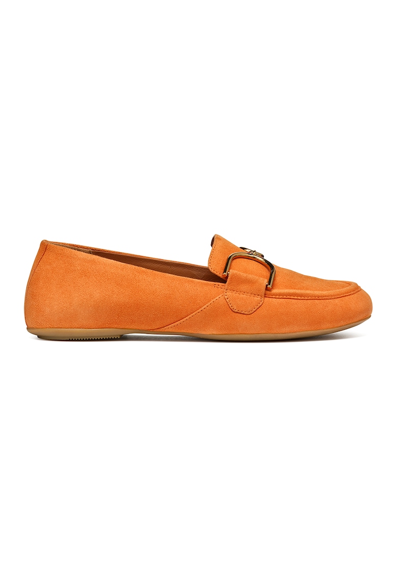 Pantofi loafer de piele intoarsa cu aplicatie metalica