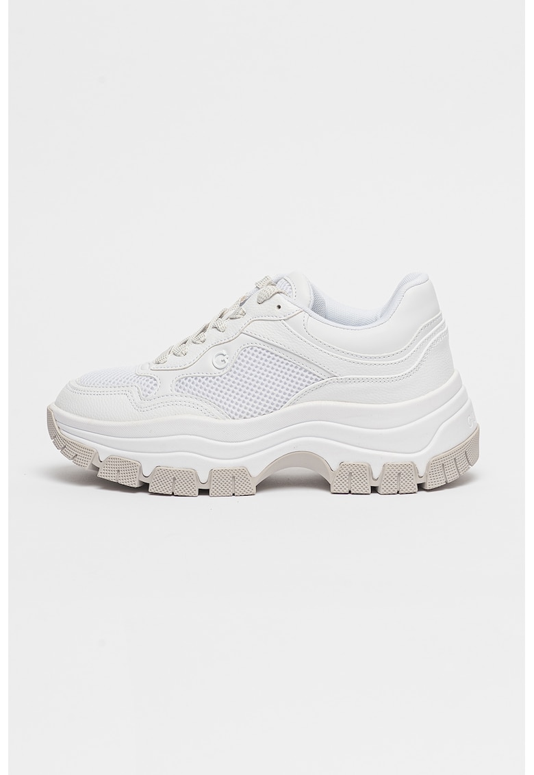 Pantofi sport wedge de piele ecologica si material textil