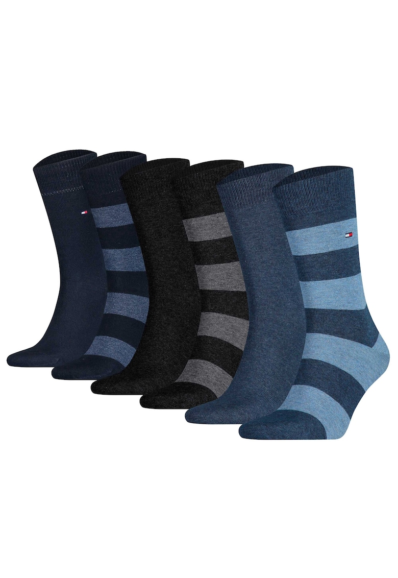 Tommy Hilfiger Set de sosete lungi - 6 perechi - Albastru