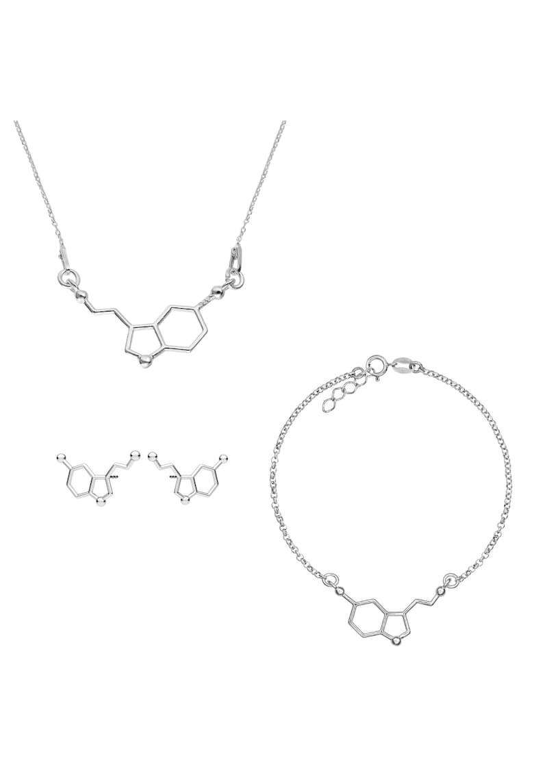 Set Cercei + Bratara + Colier Ag. 925 cu molecula fericirii - Molecula de serotonina