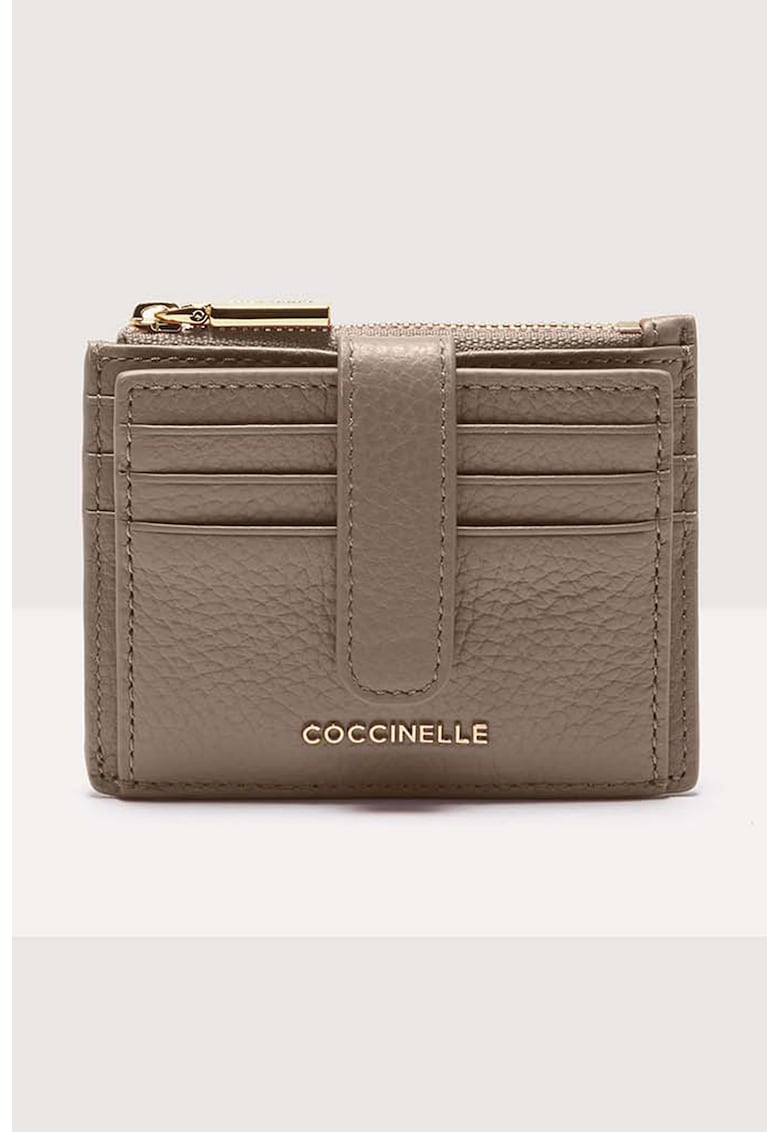 Portcart de piele cu logo metalic