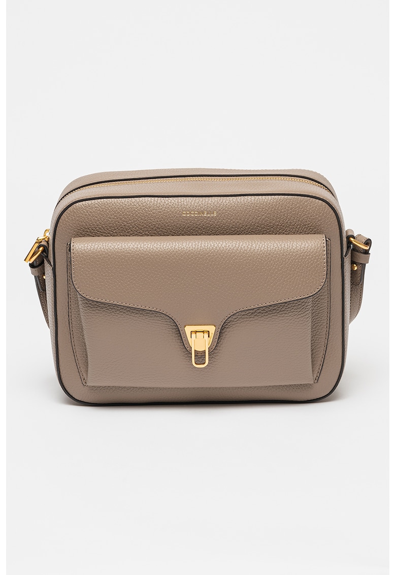 Geanta crossbody de piele cu buzunar frontal