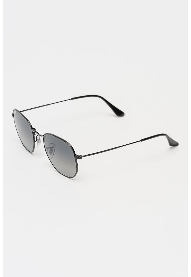 Ochelari de soare rotunzi unisex cu rama metalica - Negru -
