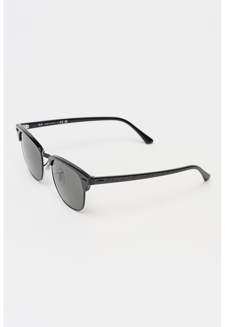Ochelari de soare clubmaster unisex cu lentile oglinda - Negru/Gri antracit