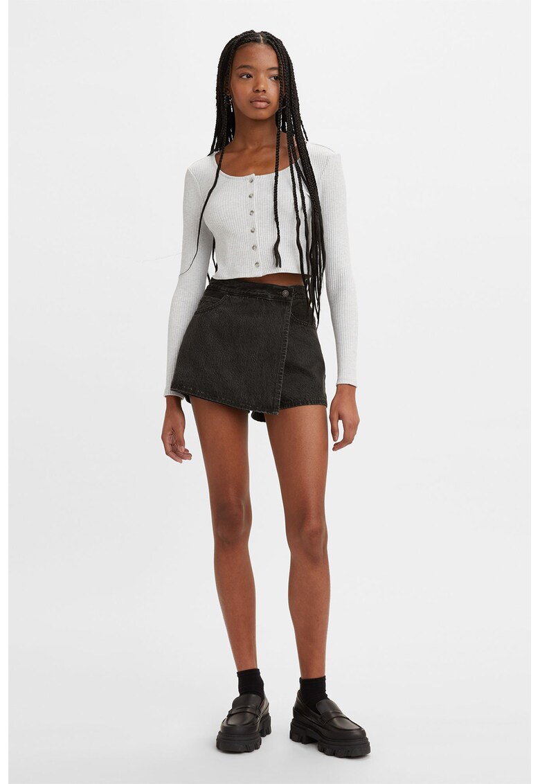 Fusta-pantalon uni cu talie medie