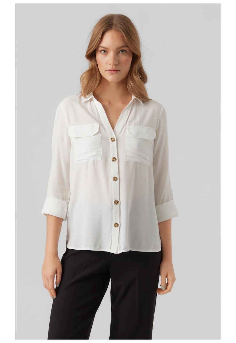 Camasa cu buzunare pe piept - Alb