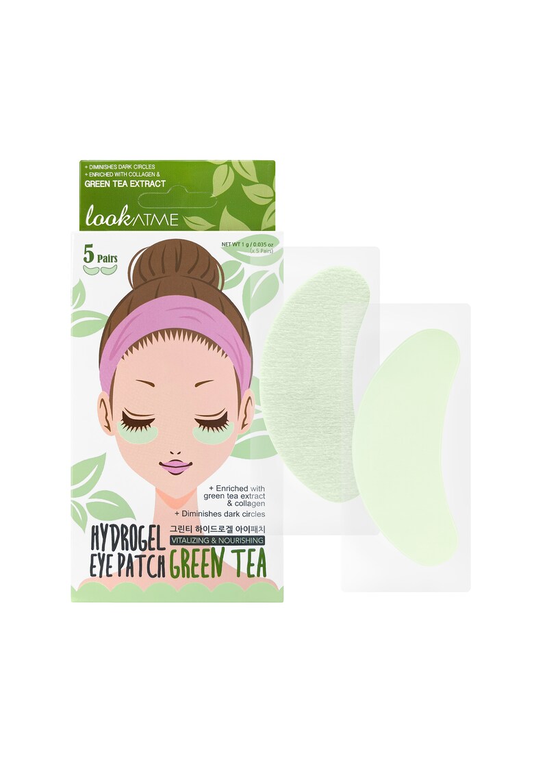 Plasturi de hidrogel hranitori si hidratanti cu ceai verde - 5 perechi -