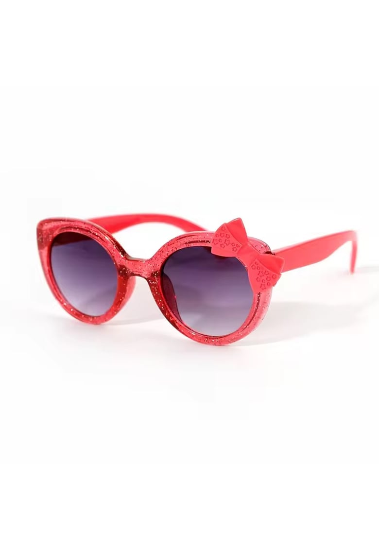 Ochelari de soare pentru fetite - model cu rama semitransparenta accesorizata cu fundita chic - tematica glitter summer - EFAYN