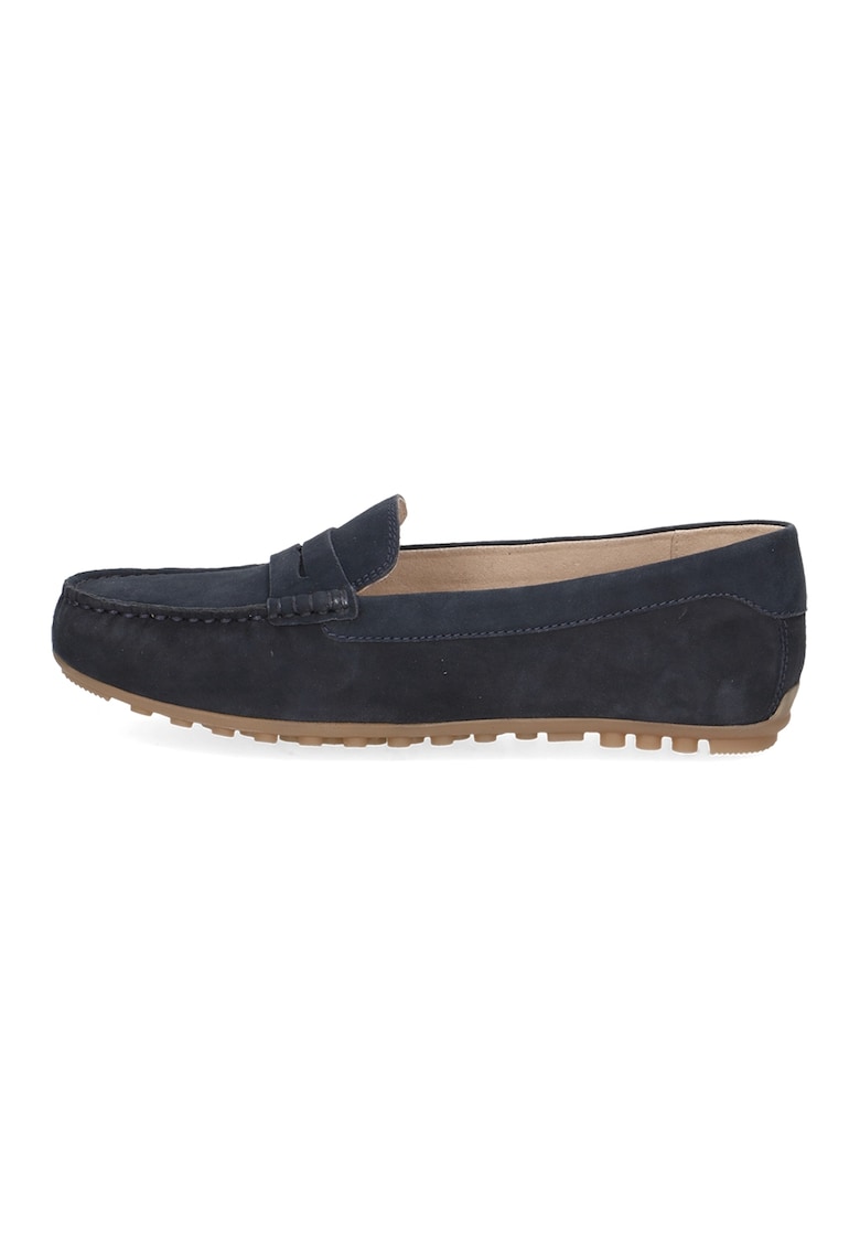 Pantofi loafer din piele cu model uni - Albastru ultramarin