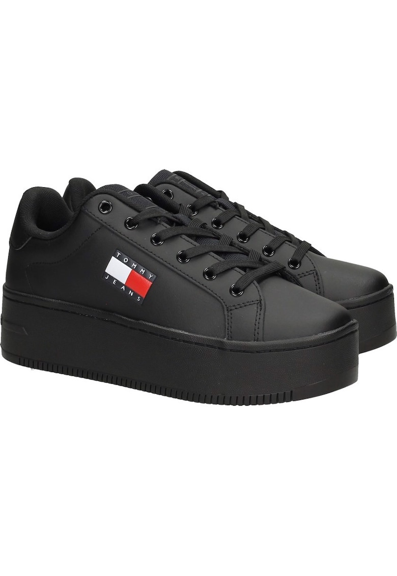 Tenisi cu platforma - Piele naturala - Negru - Negru