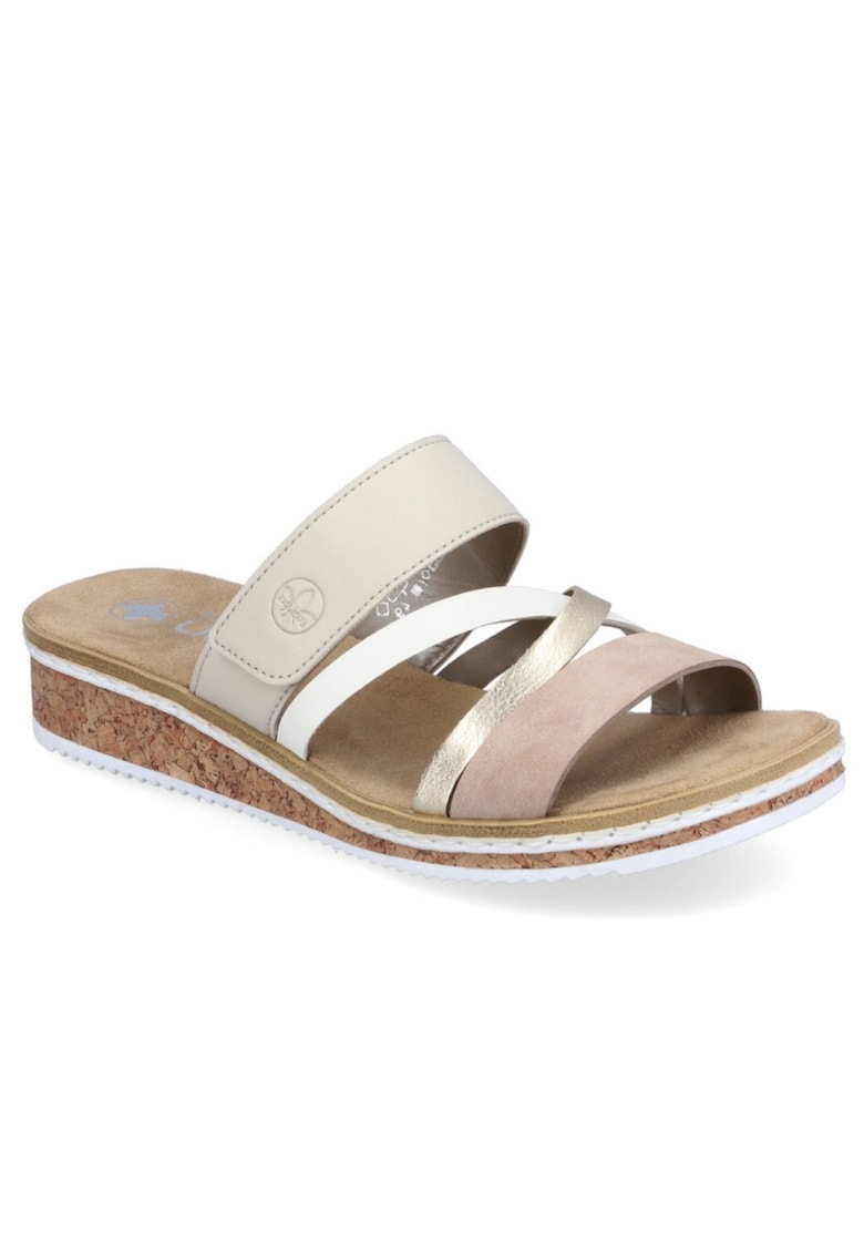 Papuci velcro de damă Rieker nud combi V3652-94