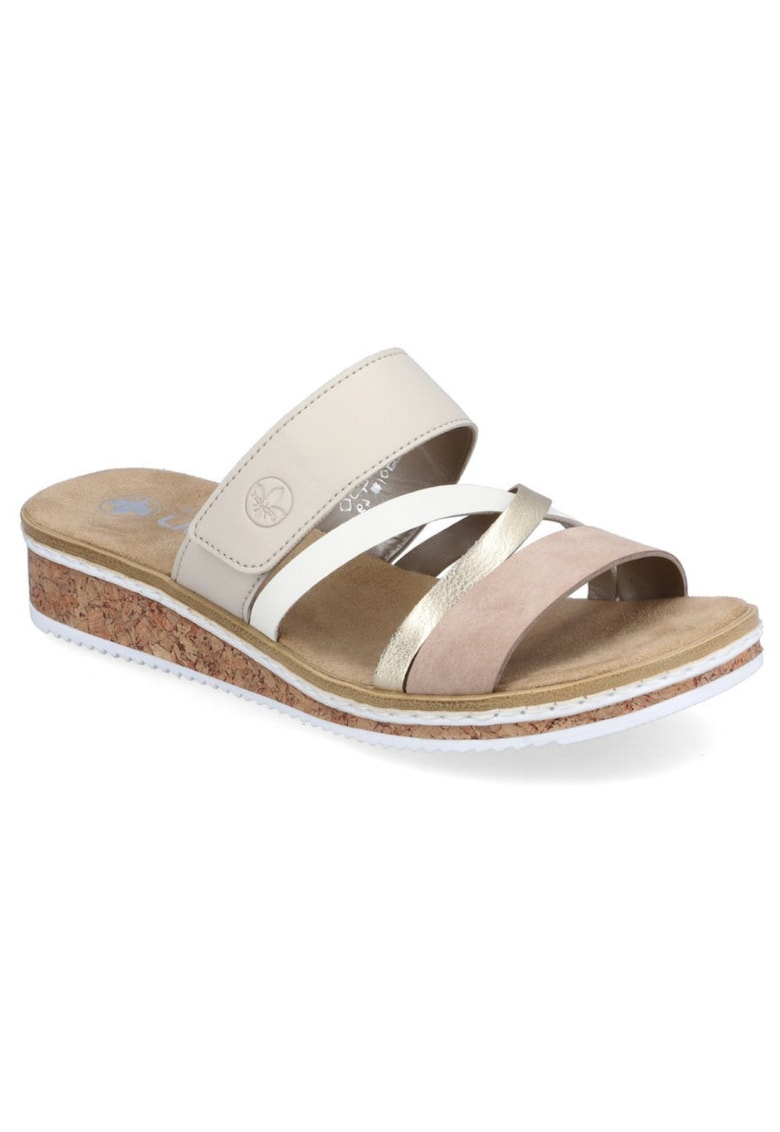 Papuci velcro de damă Rieker nud combi V3652-94