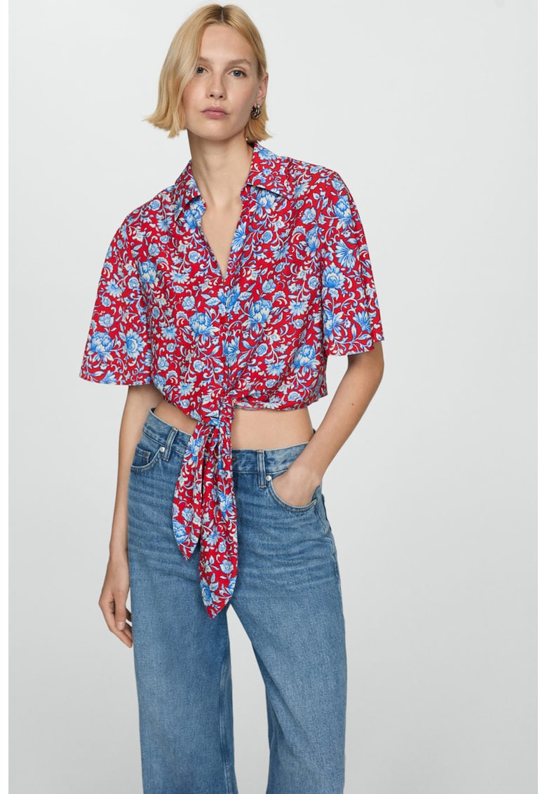 Camasa crop cu imprimeu floral Plum