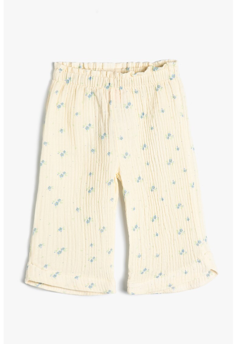 Pantaloni cu imprimeu floral si striatii
