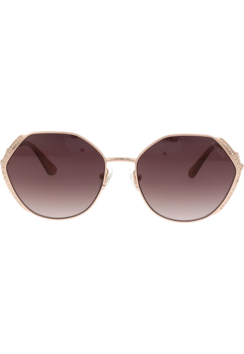Ochelari de soare rotunzi cu aplicatii din strasuri - Auriu