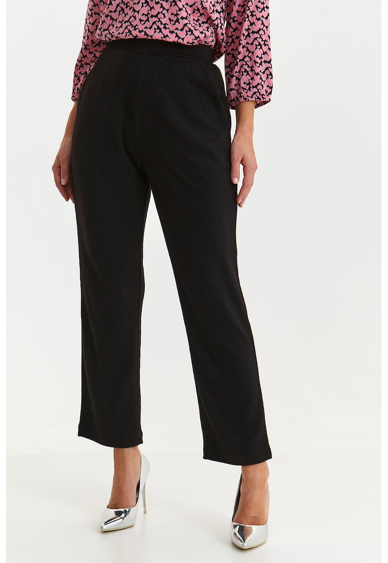 Pantaloni cu croiala conica si talie inalta