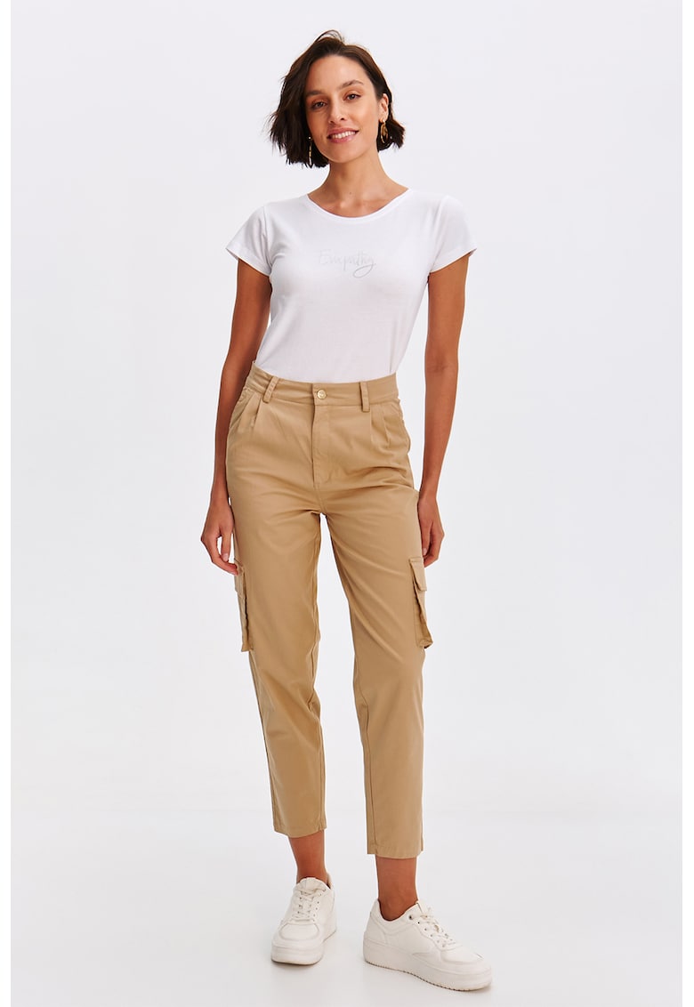Pantaloni cargo cu talie inalta