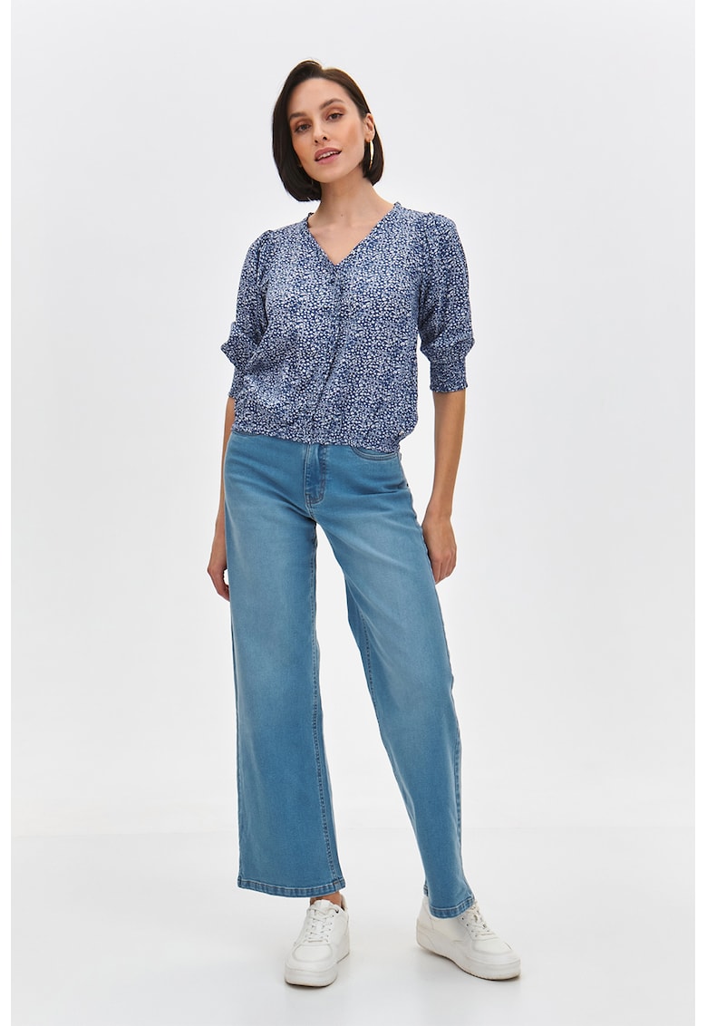 Bluza cu imprimeu floral si maneci medii Bluza cu imprimeu floral si maneci medii