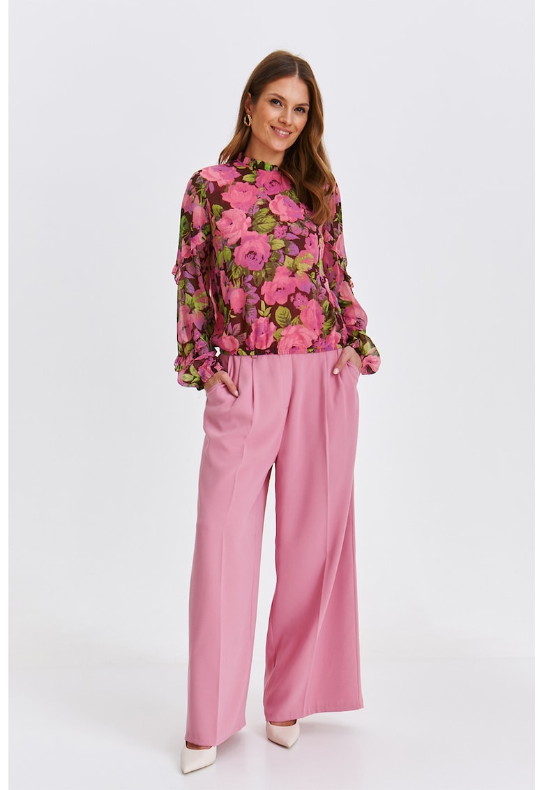 Bluza cu imprimeu floral si detalii cu volane