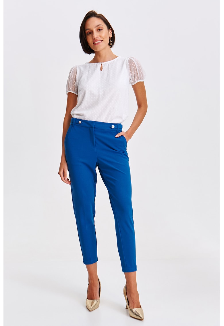 Pantaloni crop cu croiala conica