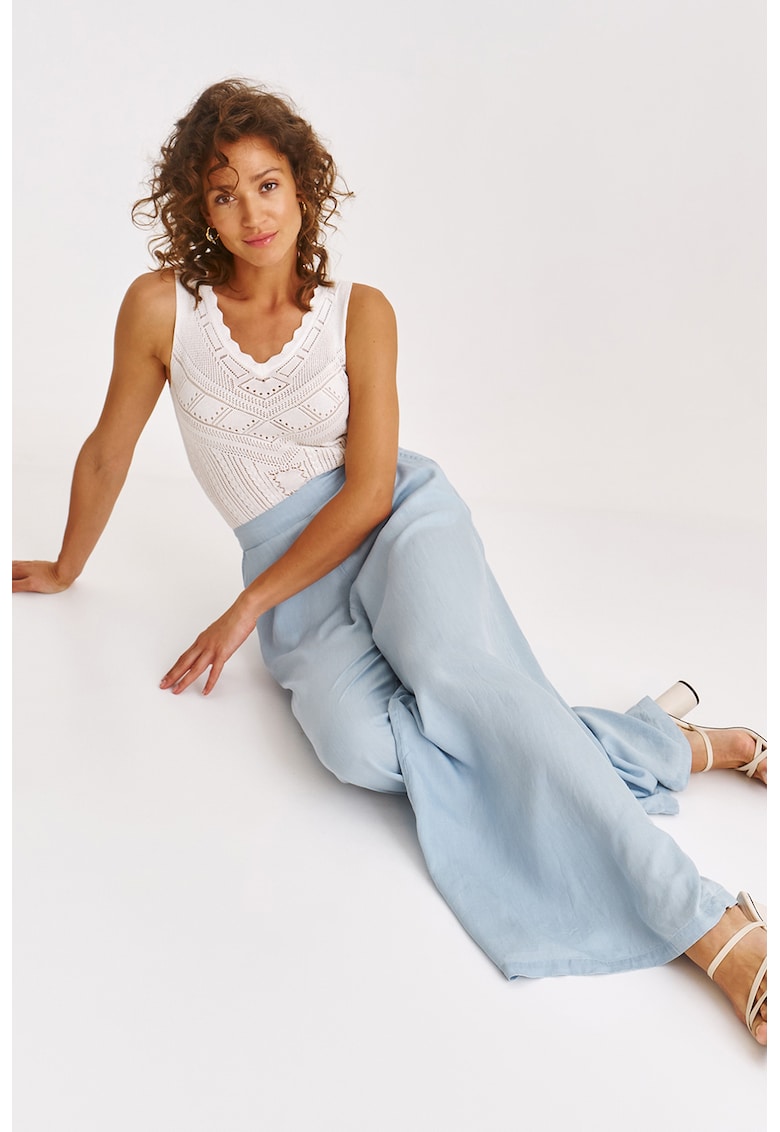 Pantaloni lungi din lyocell cu model uni