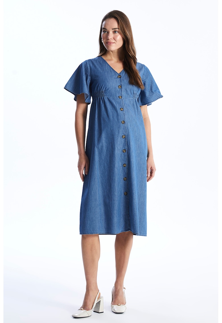 Rochie din denim cu decolteu in V pentru gravide