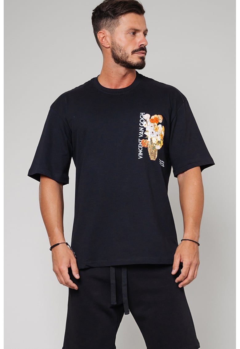 Set de pantaloni scurti si tricou cu imprimeu - 2 piese