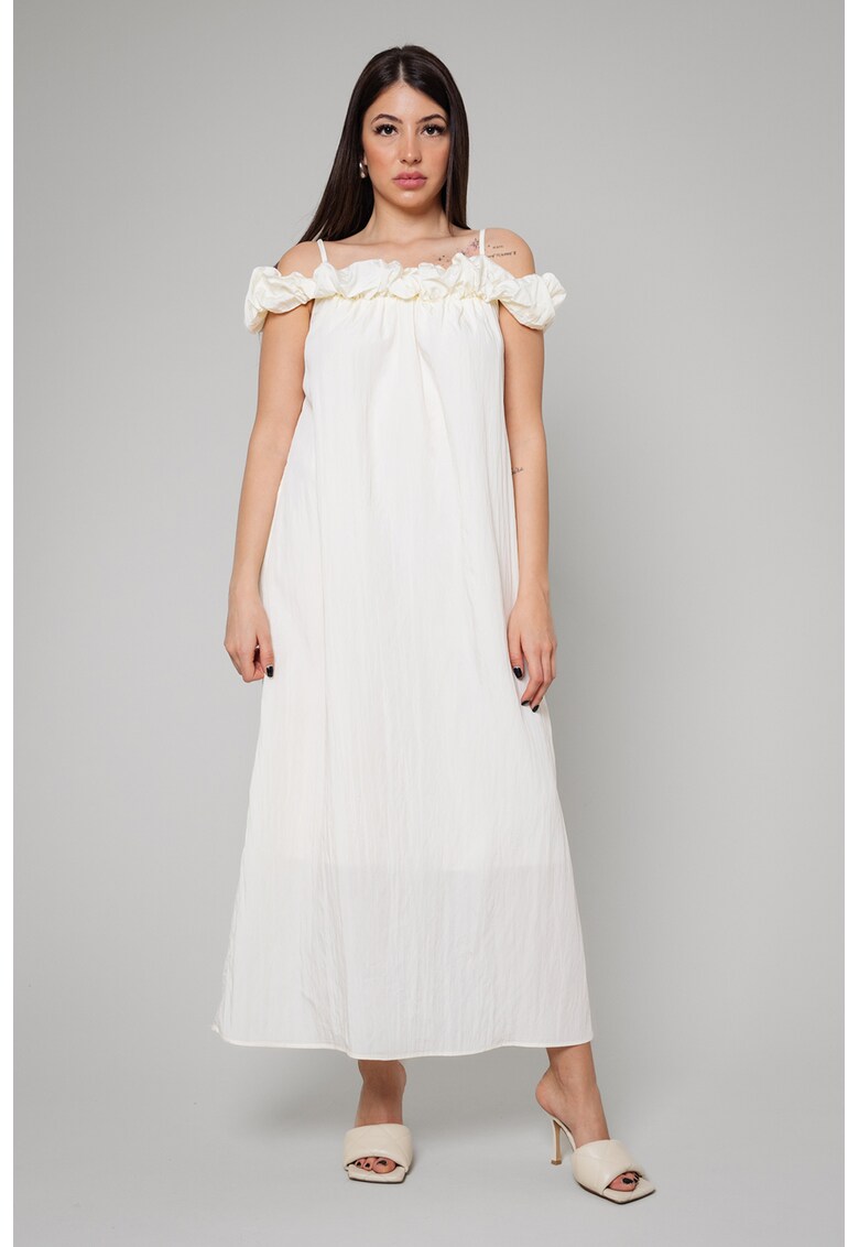 Rochie cu decupaje pe umeri si buzunare laterale
