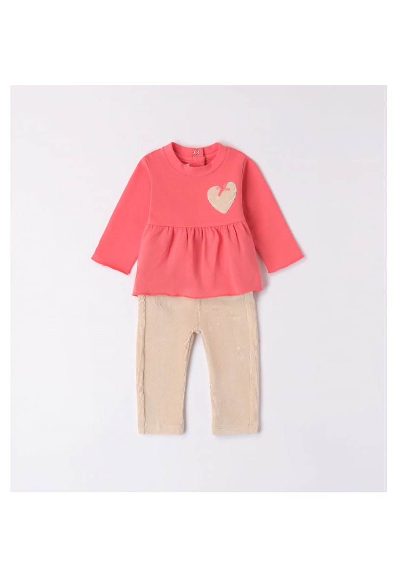 Compleu bluza si pantaloni raiat pentru fetite -Sarabanda - 3.7782 - Roz/Bej