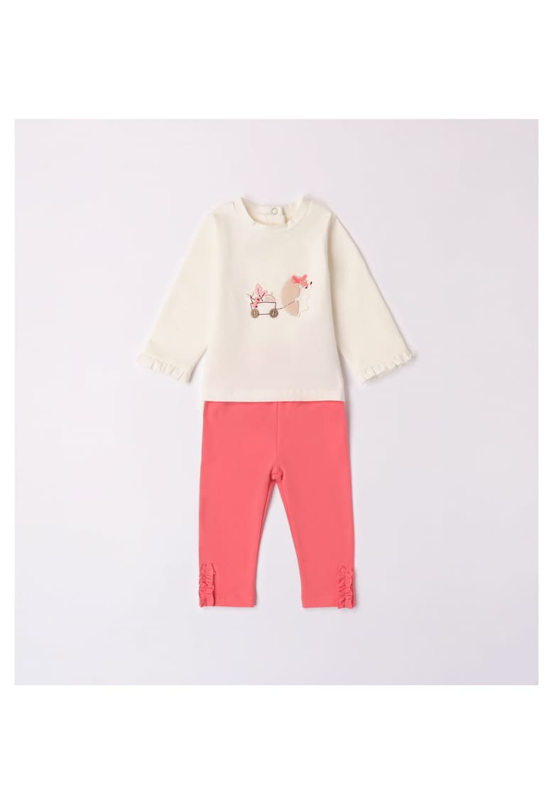 Compleu bluza si colanti pentru fetite -Sarabanda - 3.7783 - Alb/Roz