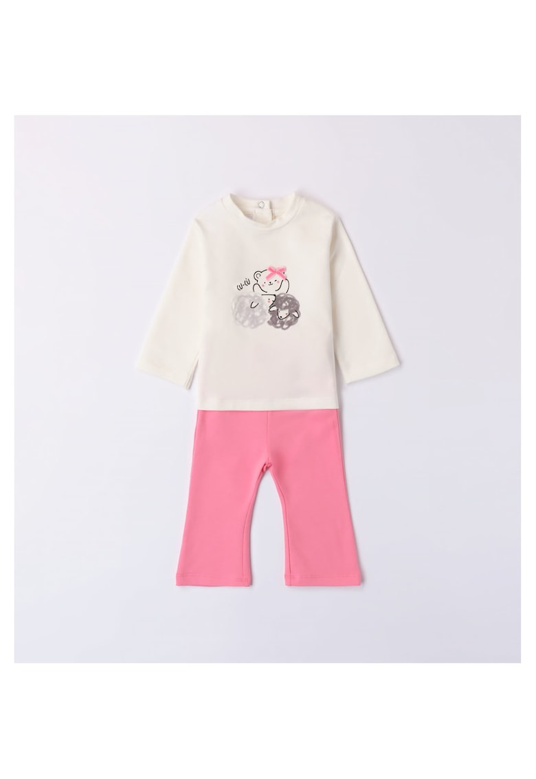 Compleu bluza si colanti pentru fetite - 3.7786 - Alb/Roz