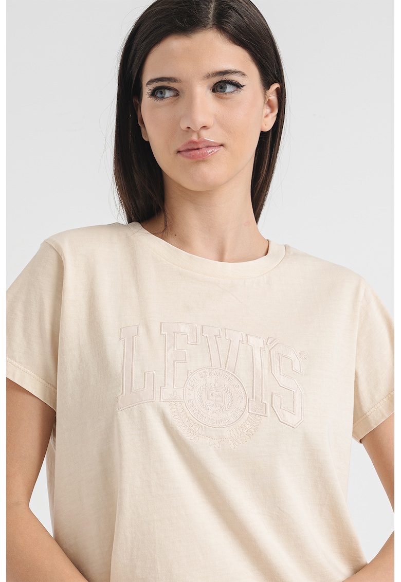 Tricou de bumbac cu logo in relief
