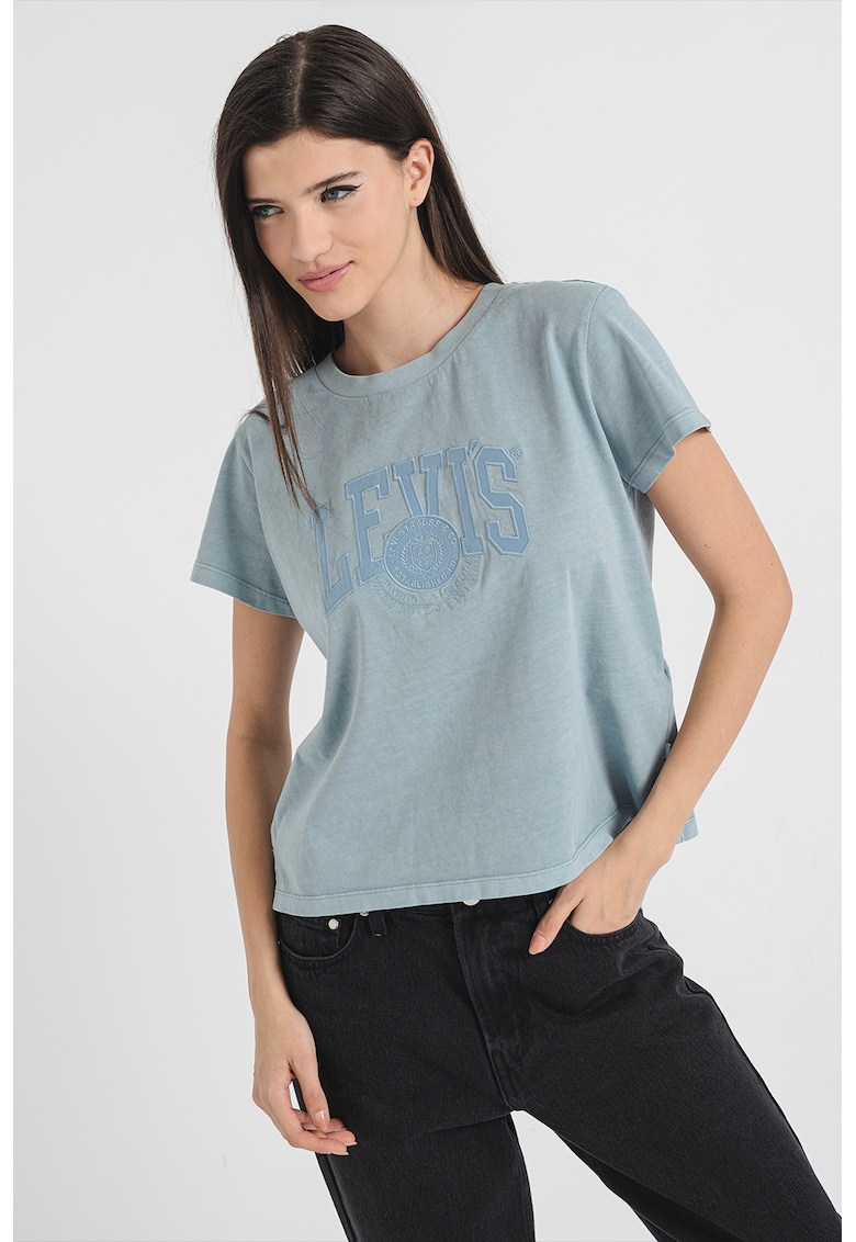 Tricou de bumbac cu logo in relief Tricou de bumbac cu logo in relief