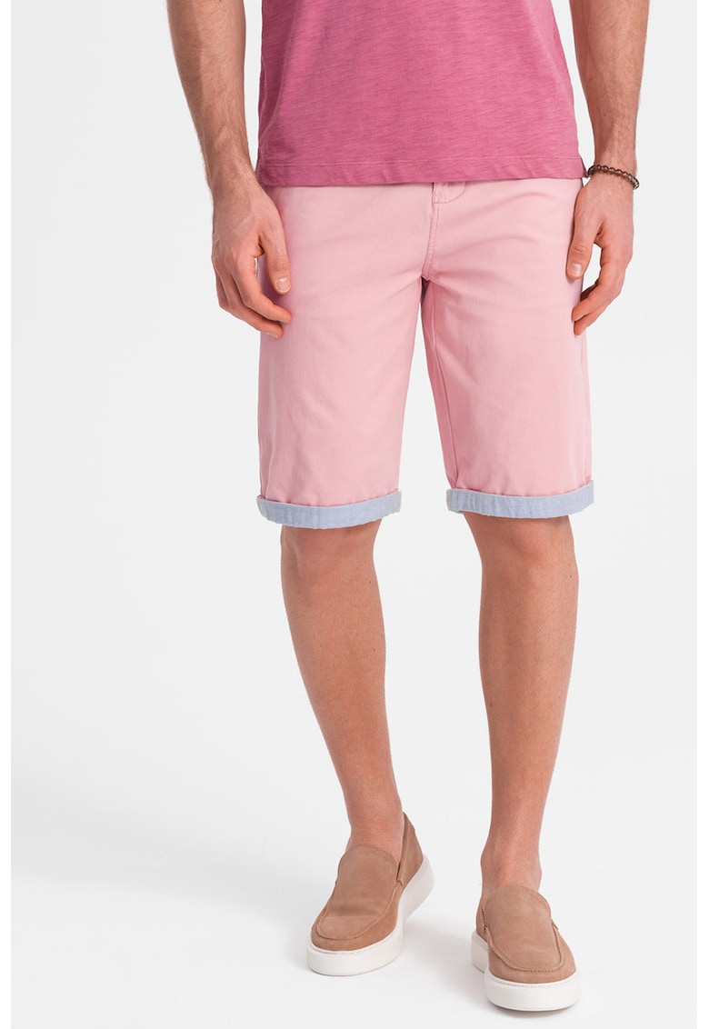 Ombre Pantaloni chino scurti cu terminatie contrastanta - Roz pastel