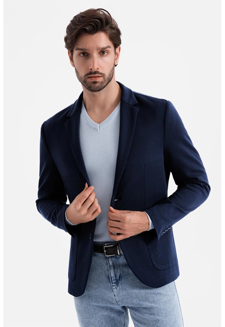 Ombre Sacou cu buzunare aplicate - Bleumarin