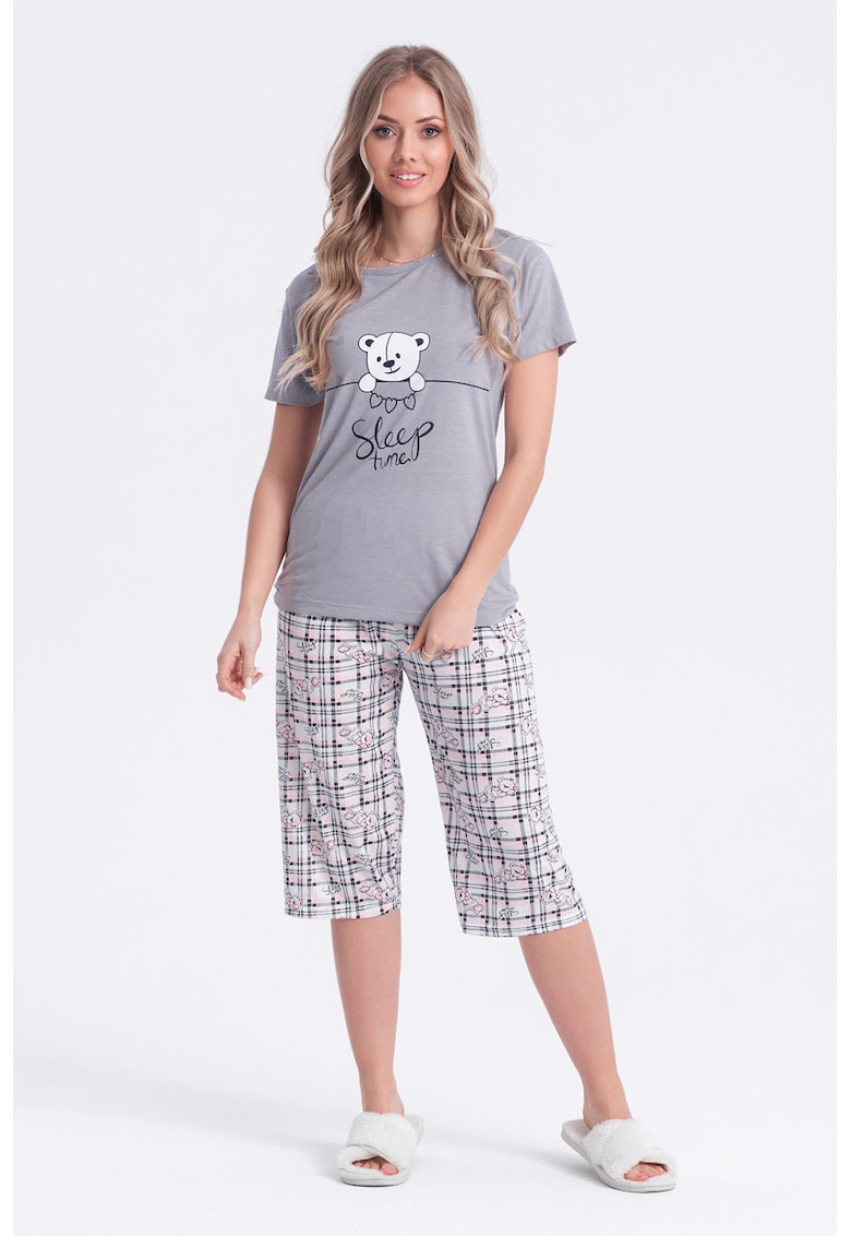Pijama de bumbac cu imprimeu grafic